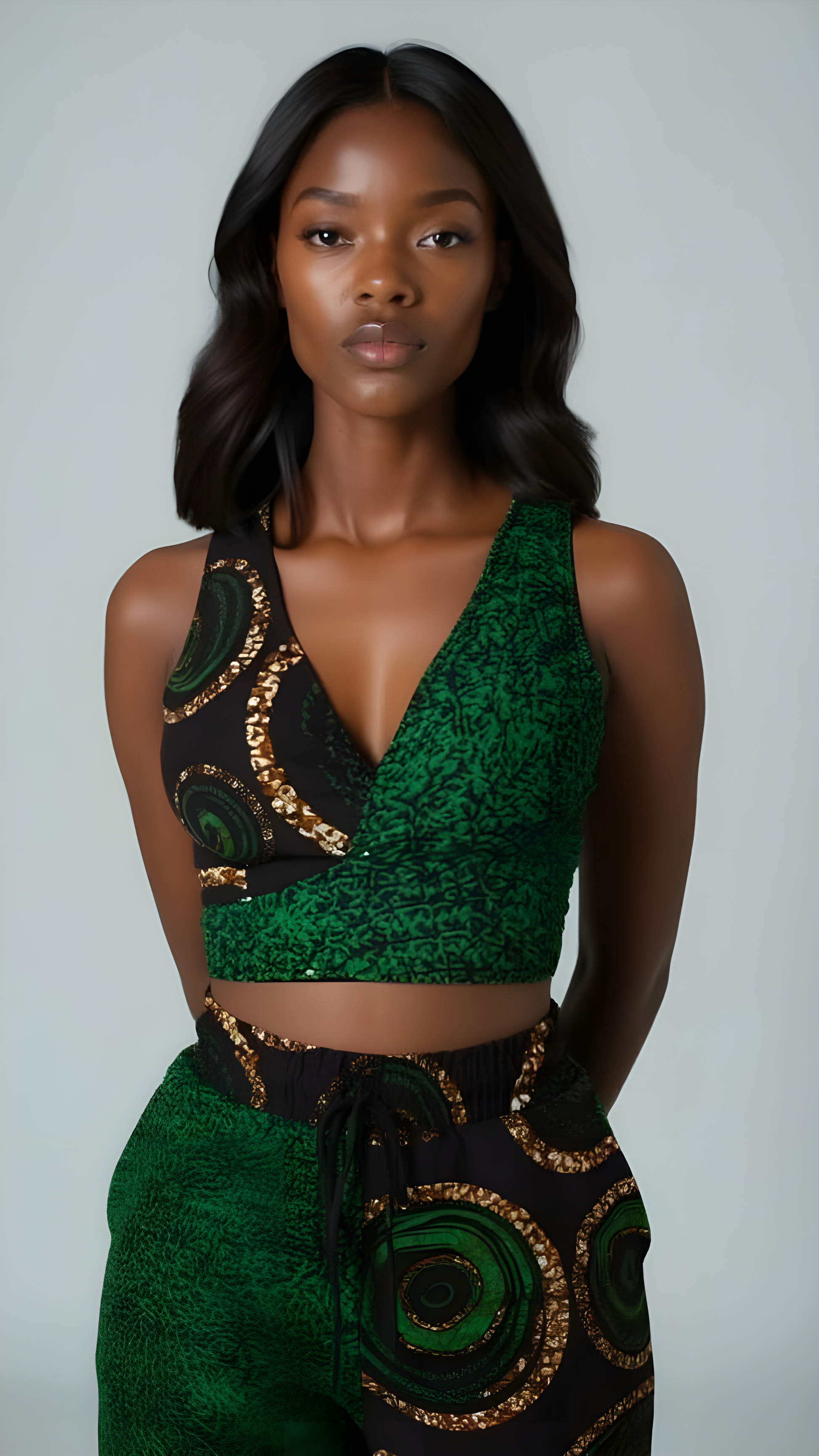 Evergreen Ankara Wrap Top