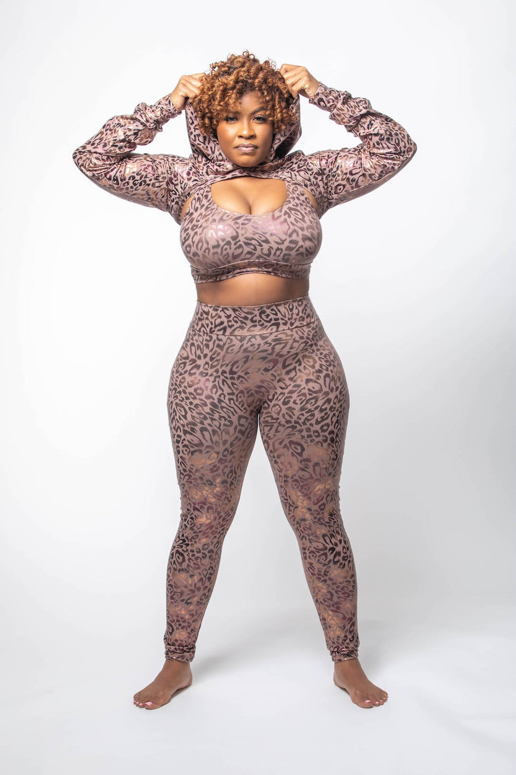 Faya 3PC Cropped Hoodie Leggings Activewear Set