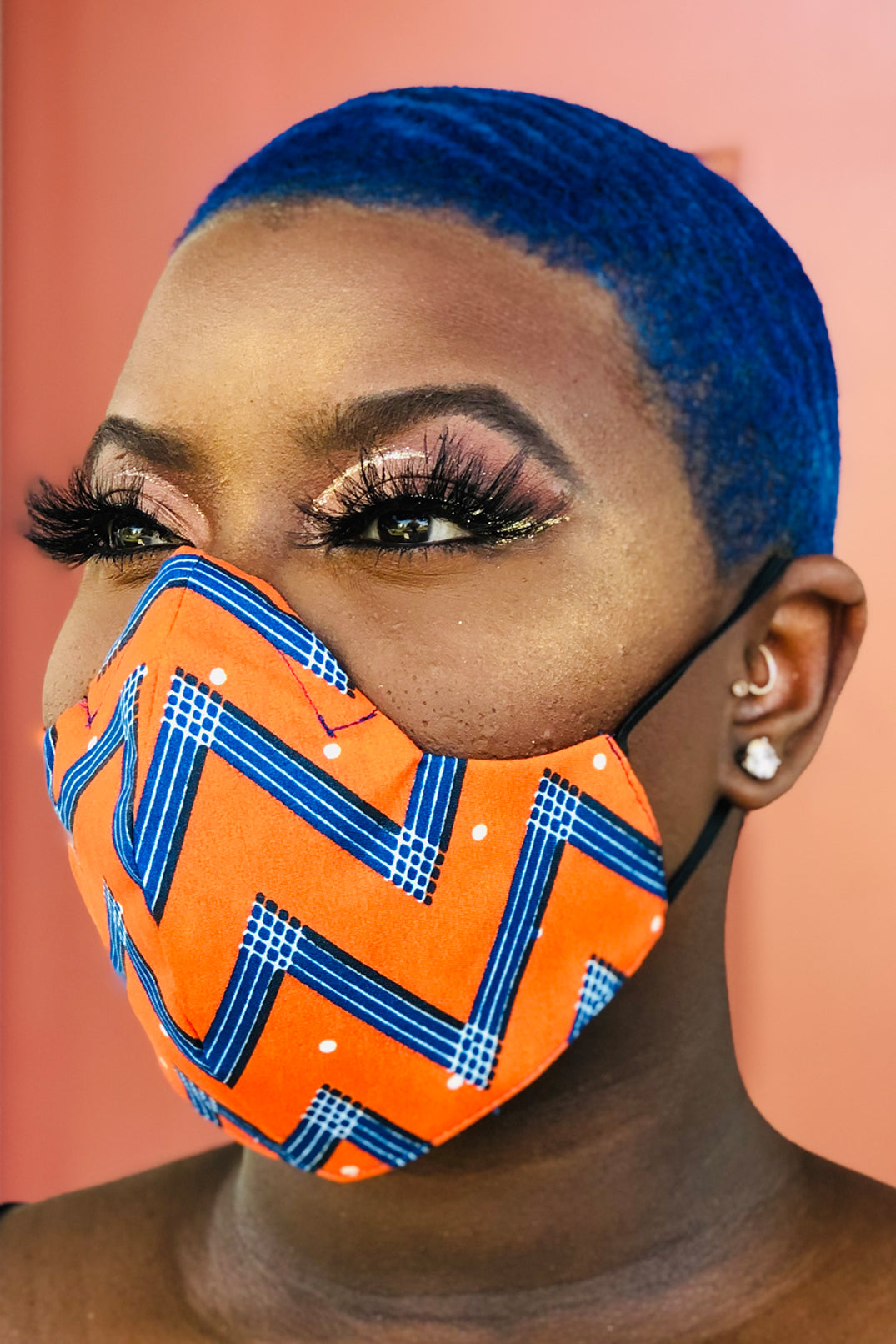 Orange Chevron Face Mask