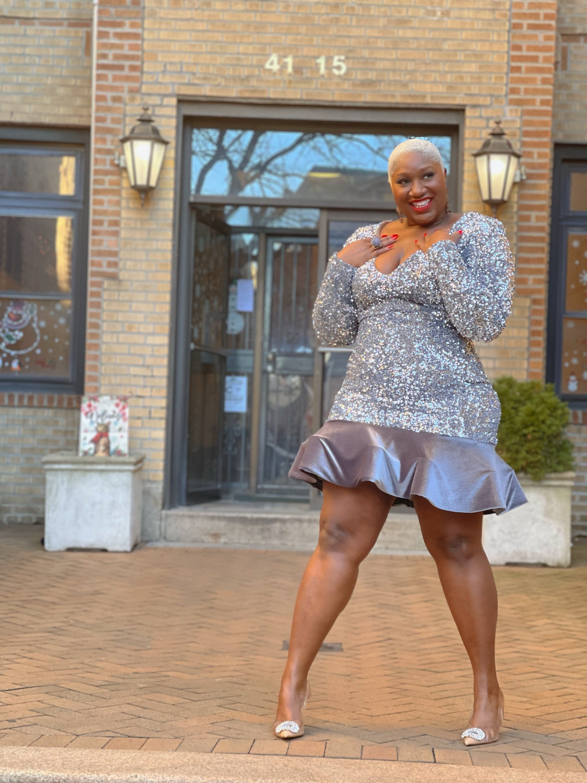 Mini Sequins & Velvet Dress